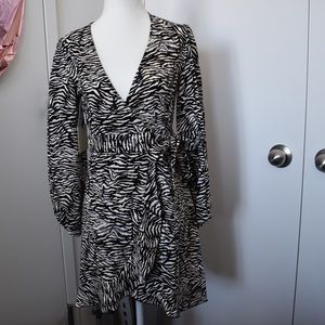 Little Moon Animal Print Wrap Dress